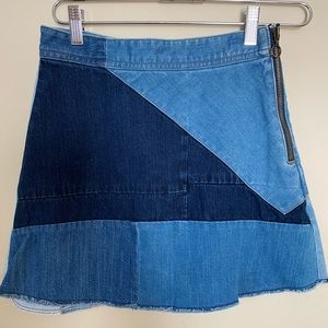 Zara Patchwork Denim Mini Skirt